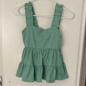 SO Green Ruffle Strap Blouse